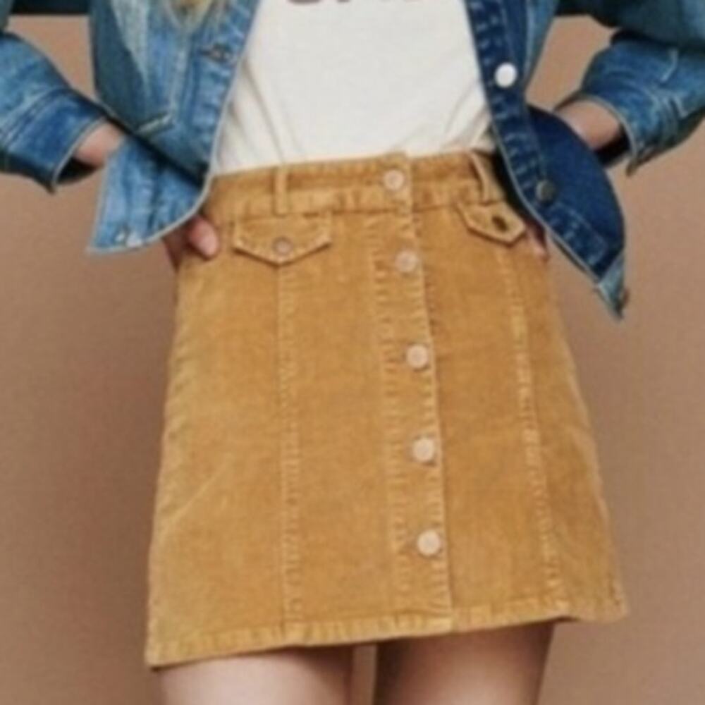 BDG Corduroy skirt | Button Down Mini skirt women's size 2 Marigold dark mustard